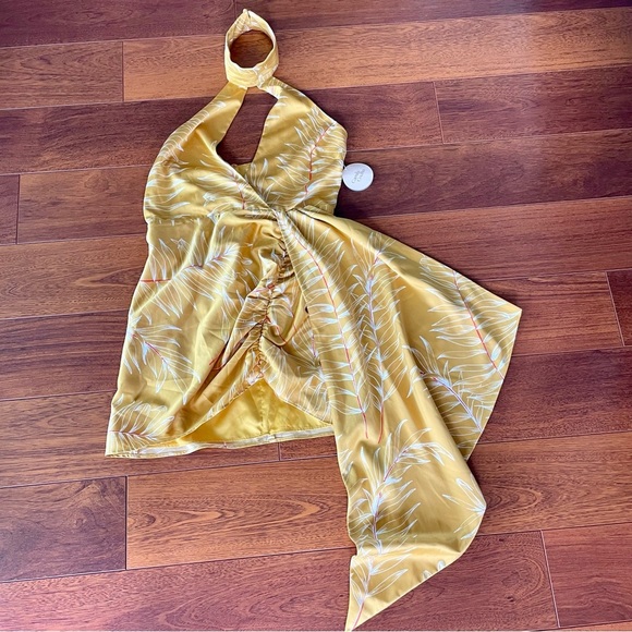 Camila Coelho Antonia Mini Dress in Gold Tropical REVOLVE size large NWT - Picture 2 of 16